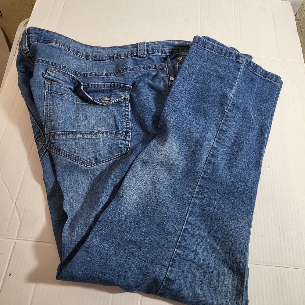 Huntington Beach Club mens medium wash relax blue denim jeans 44X32